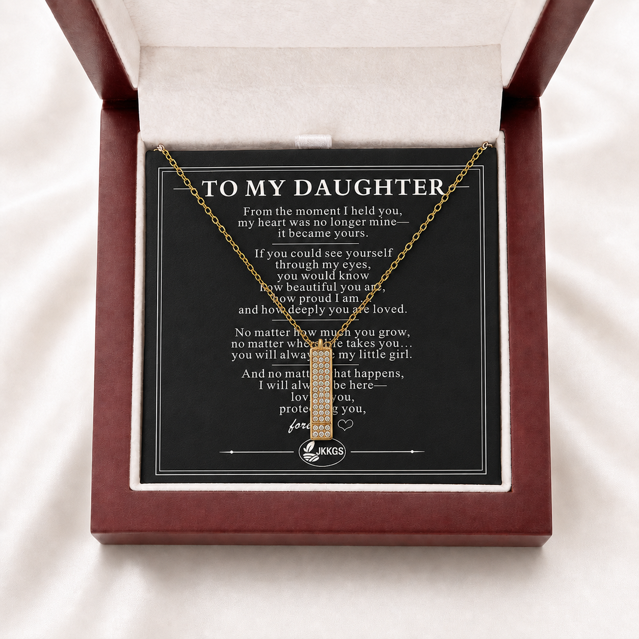 To My Daughter Shine Stone-Set Bar Necklace