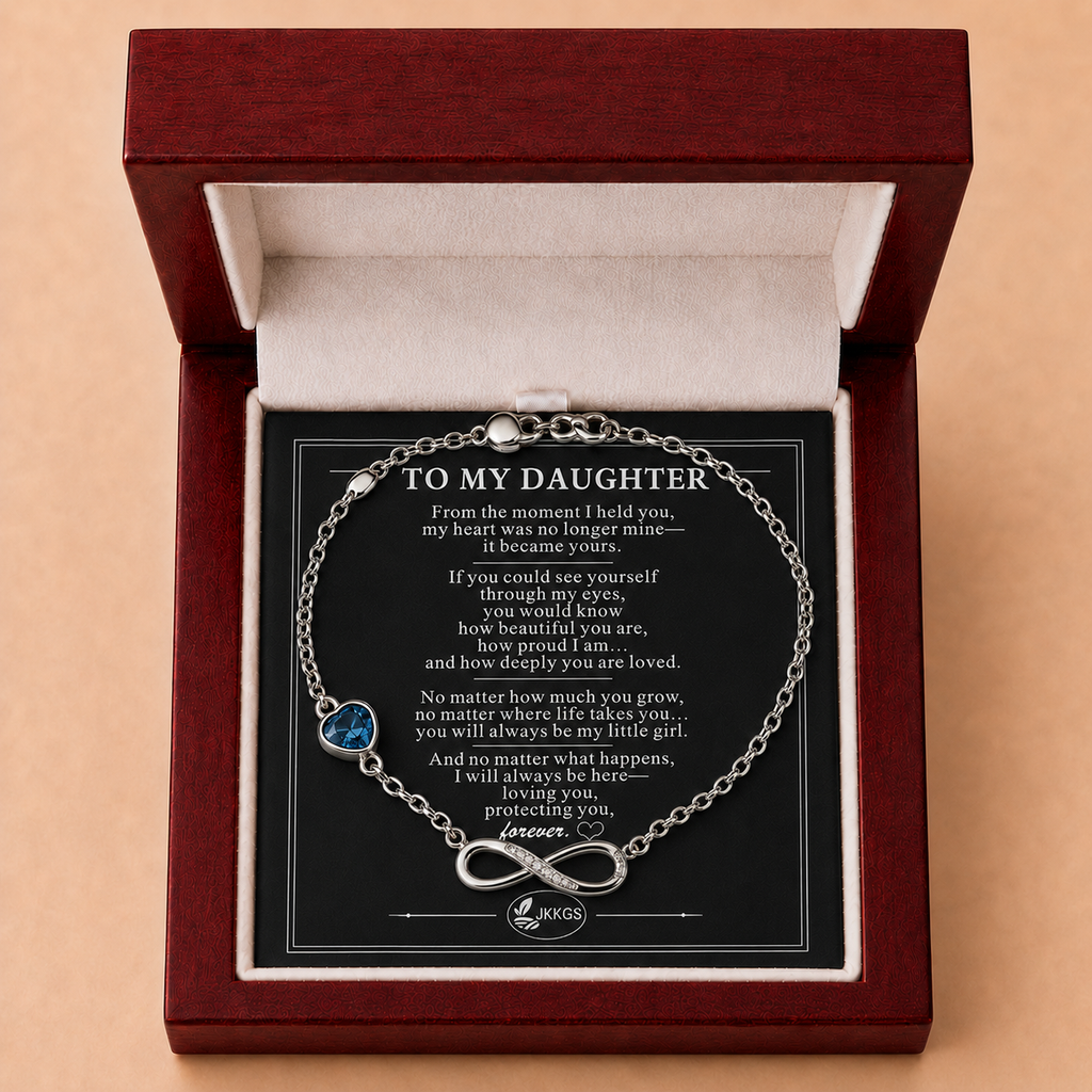 To My Daughter Family Stone Infinity Chain Bracelet