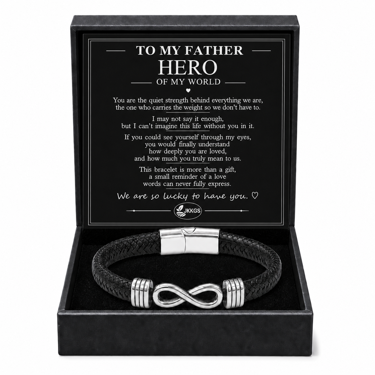 To My Father Silver Infinity Braided Bracelet