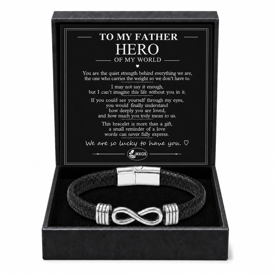 To My Father Silver Infinity Braided Bracelet