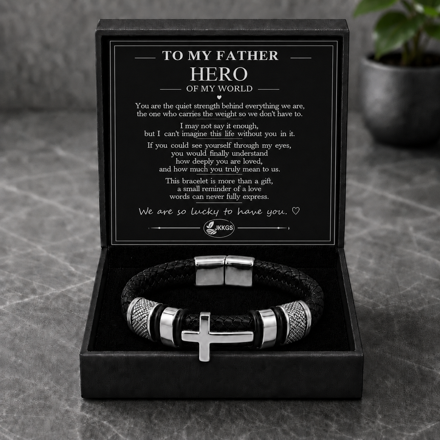 To My Father Faith Braided Cross Bracelet