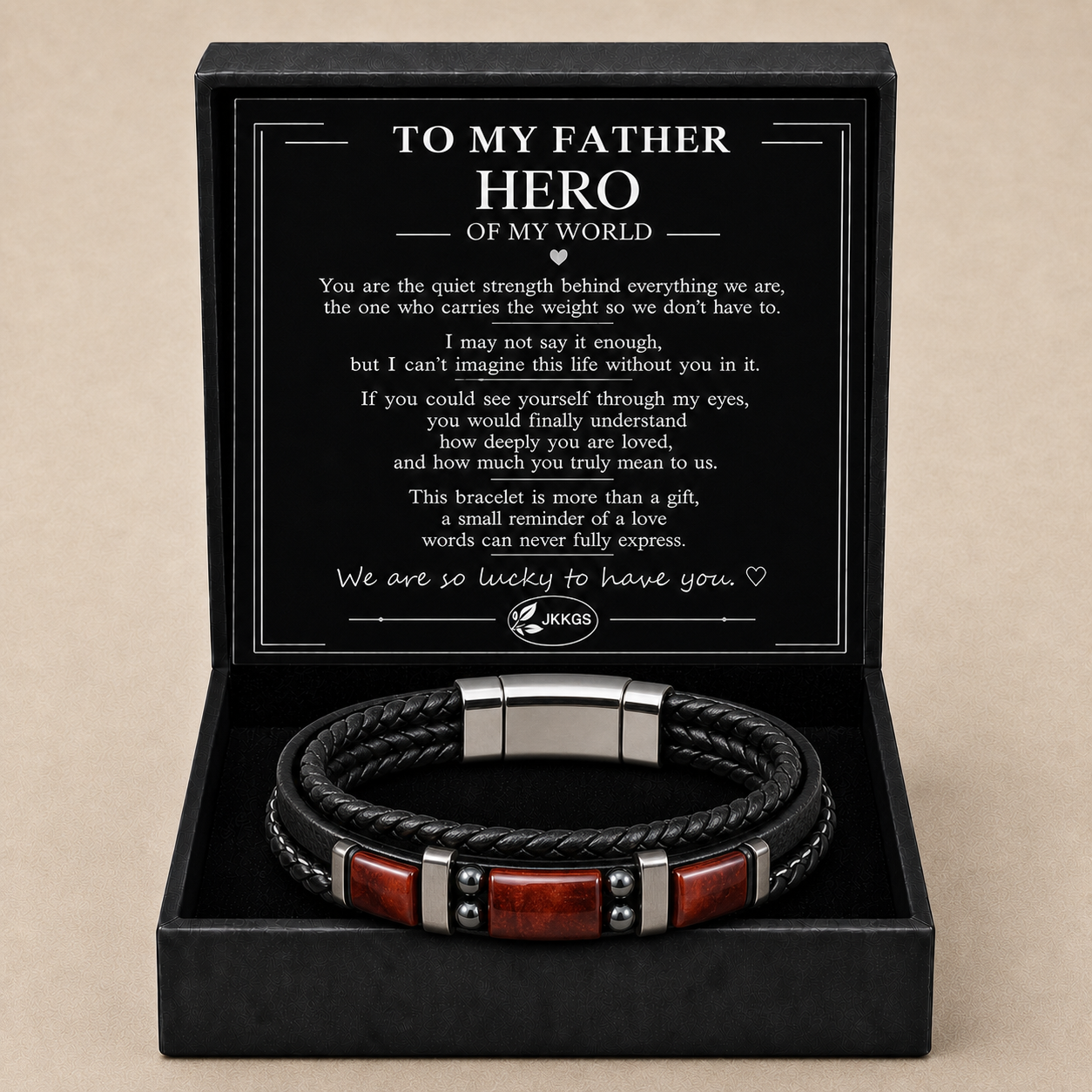 To My Father Family Inlay Braided Bracelet