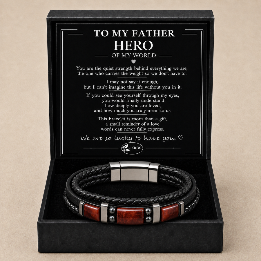 To My Father Family Inlay Braided Bracelet