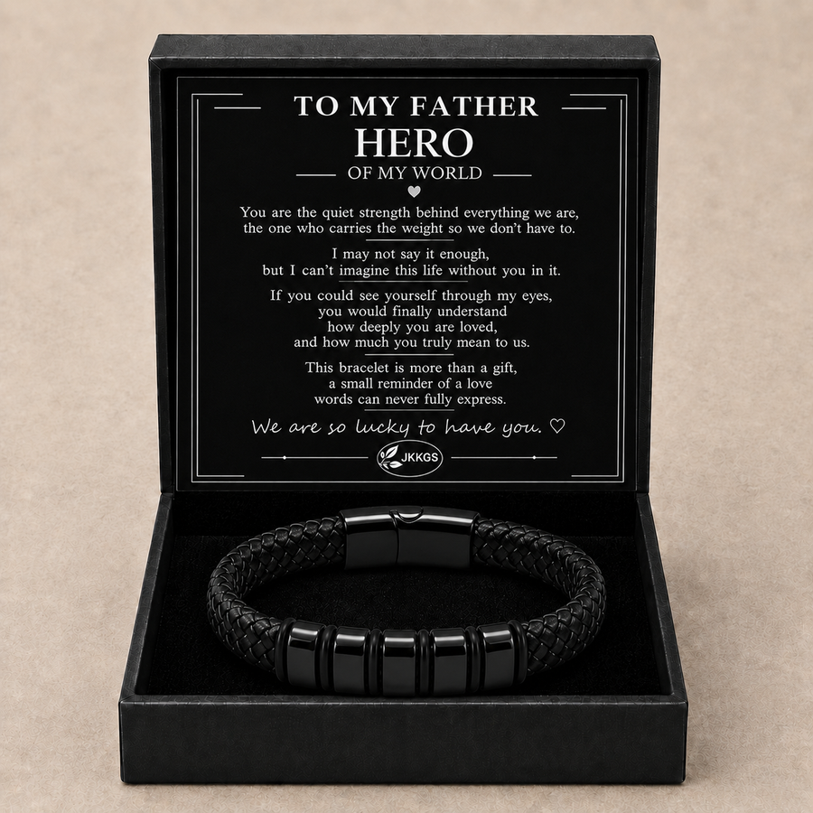 To My Father Strength Black Bead Bracelet