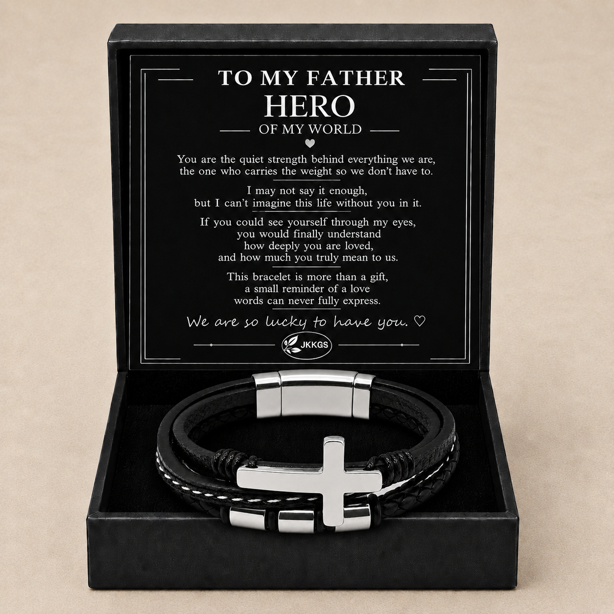 To My Father Faith Layered Cross Bracelet