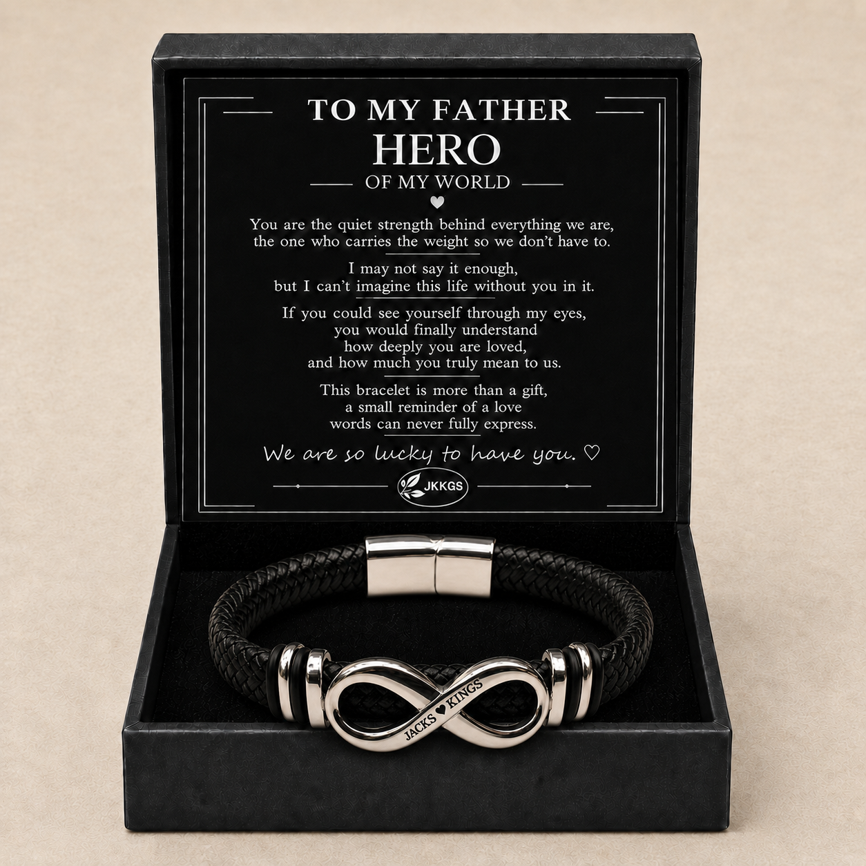 To My Father Quiet Strength Sculpted Infinity Bracelet