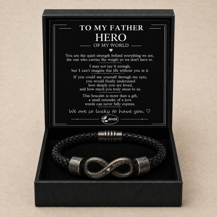 To My Father Black Infinity Braided Bracelet