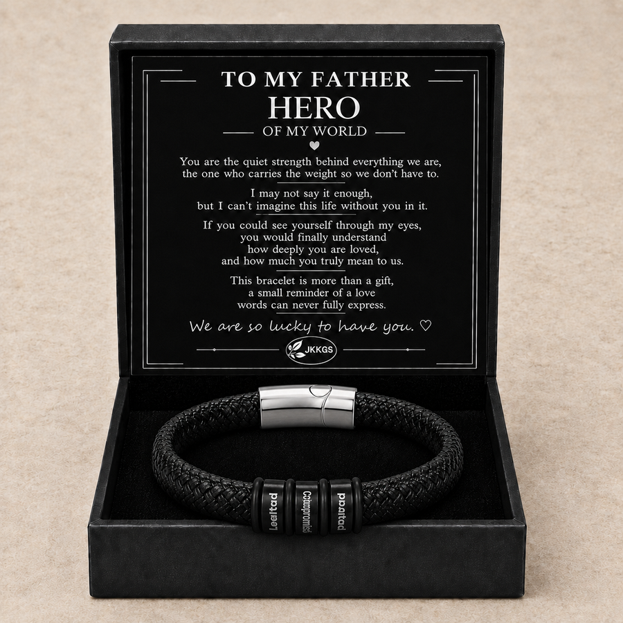 To My Father Legacy Message Bar Bead Bracelet