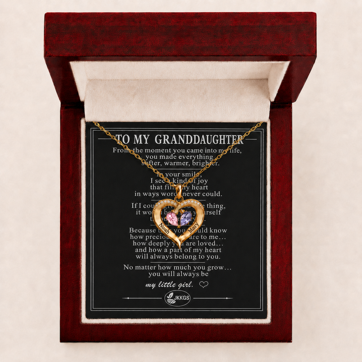 Two-Stone Heart Necklace for Her