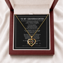 To My Granddaughter Three-Stone Family Heart Necklace