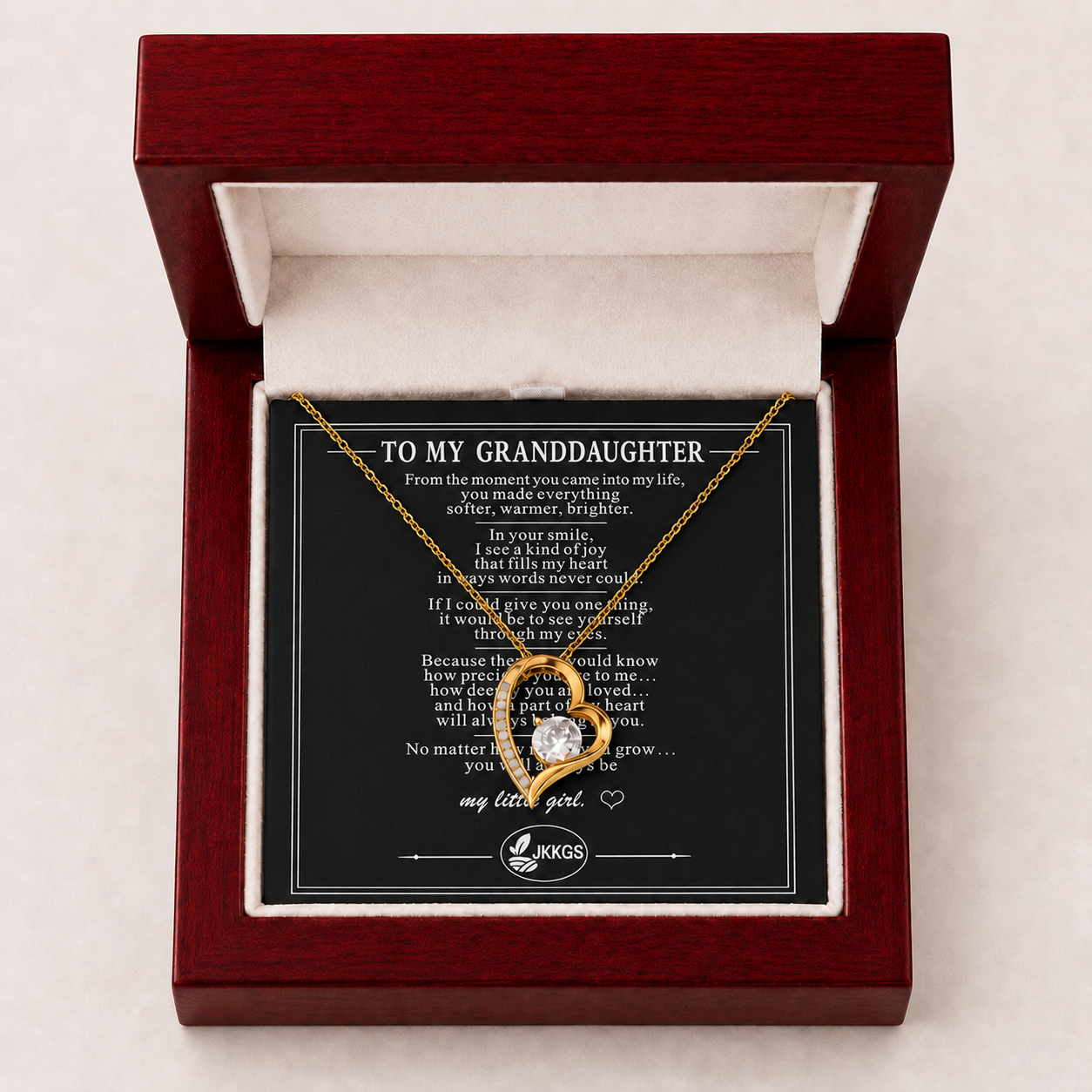 To My Granddaughter Love Solitaire Heart Necklace