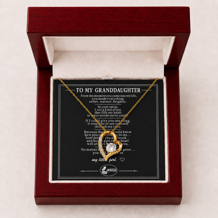 To My Granddaughter Love Solitaire Heart Necklace