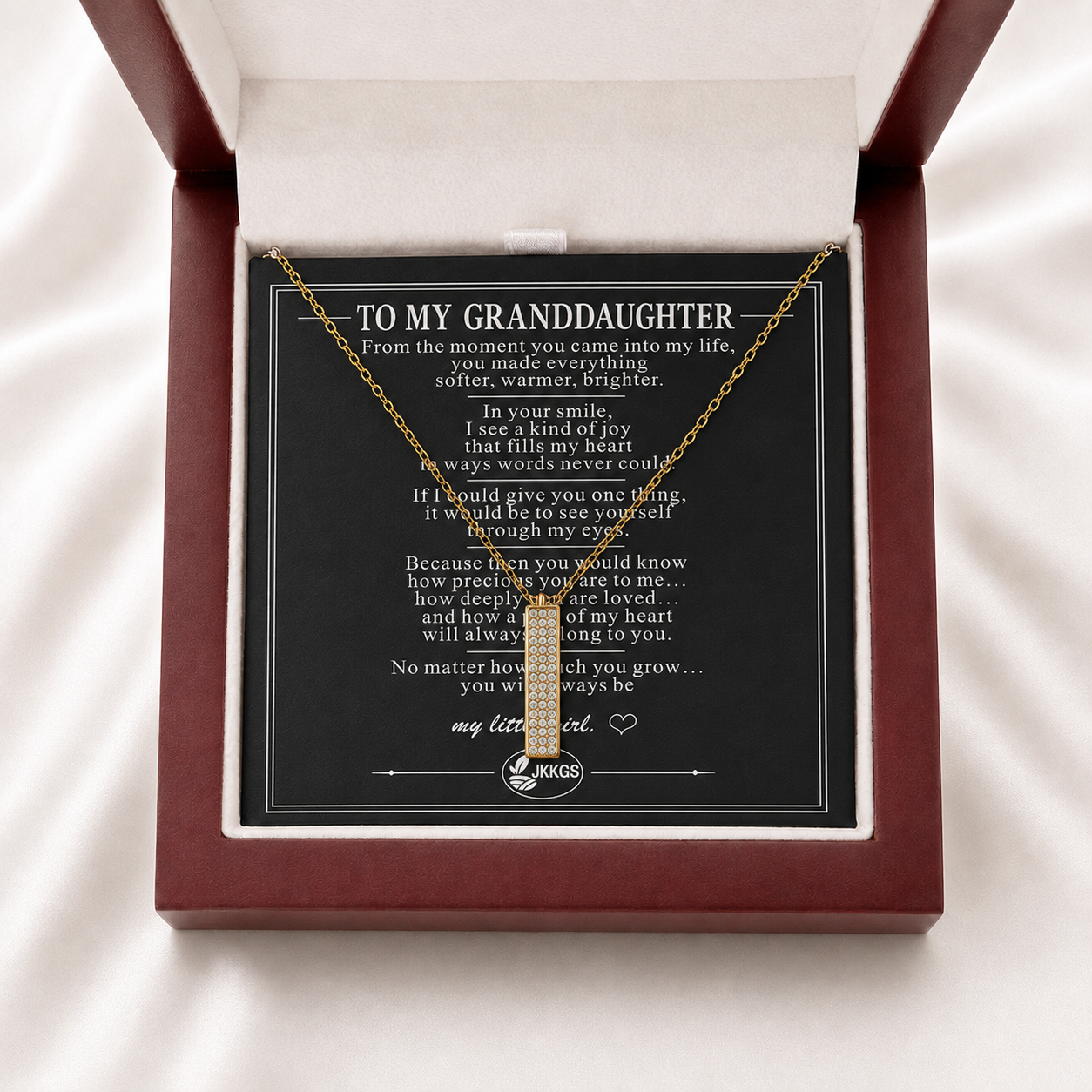 To My Granddaughter Shine Stone-Set Bar Necklace