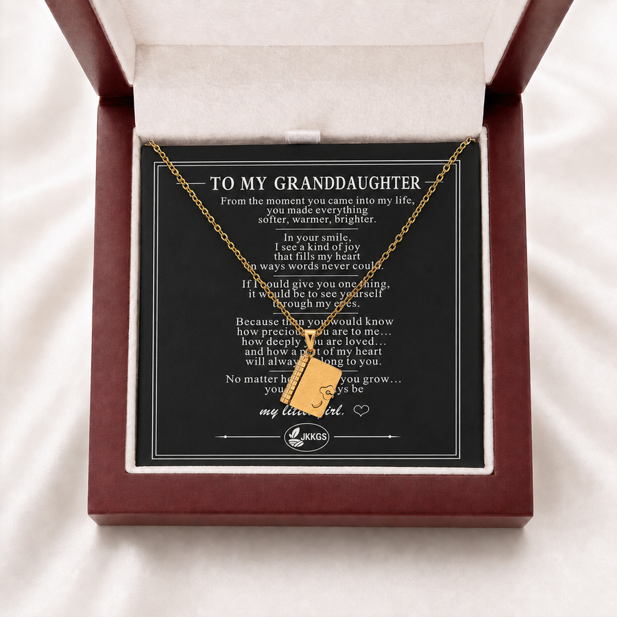 To My Granddaughter Mini Book Pendant Necklace