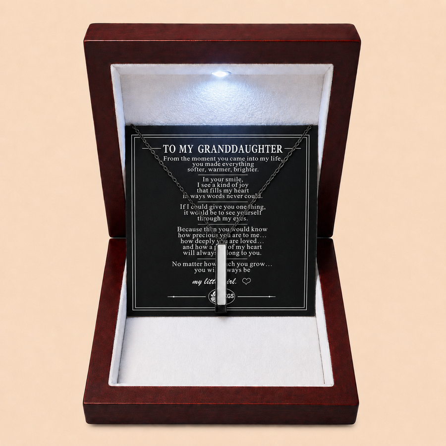 To My Granddaughter Always Close Vertical Bar Necklace