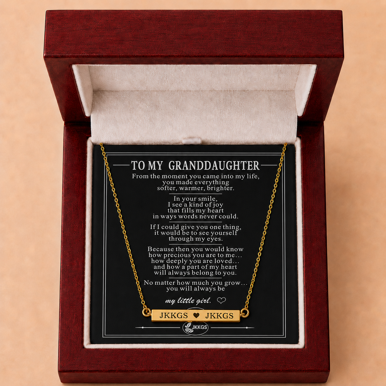 To My Granddaughter Horizontal Bar Necklace