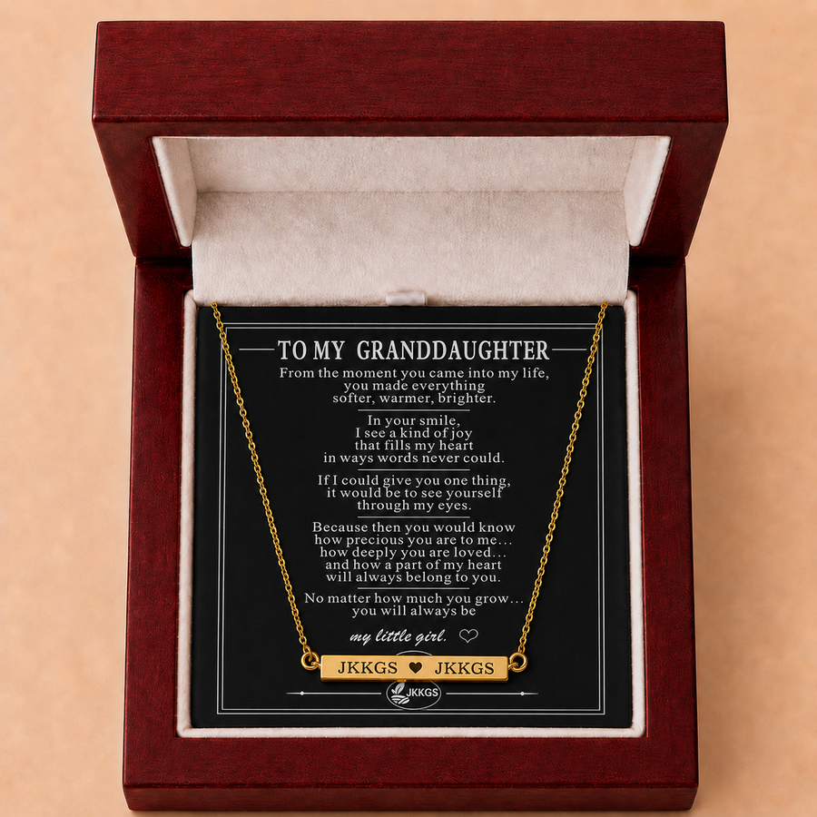 To My Granddaughter Horizontal Bar Necklace