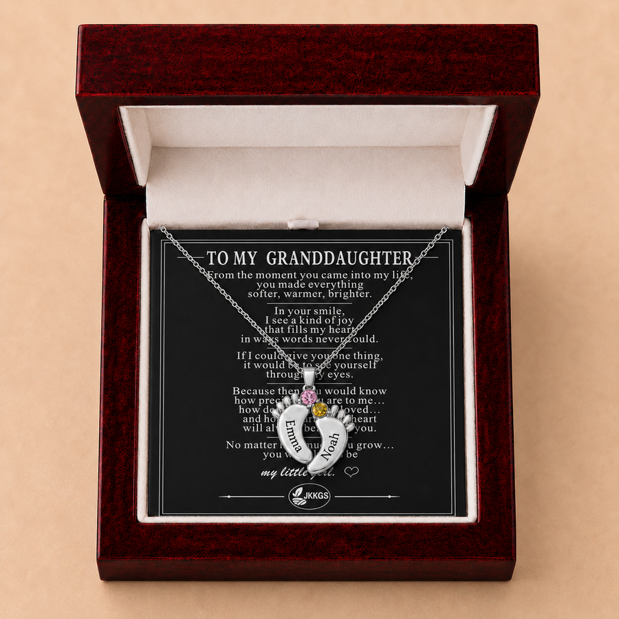 To My Granddaughter Footprint Stone Necklace