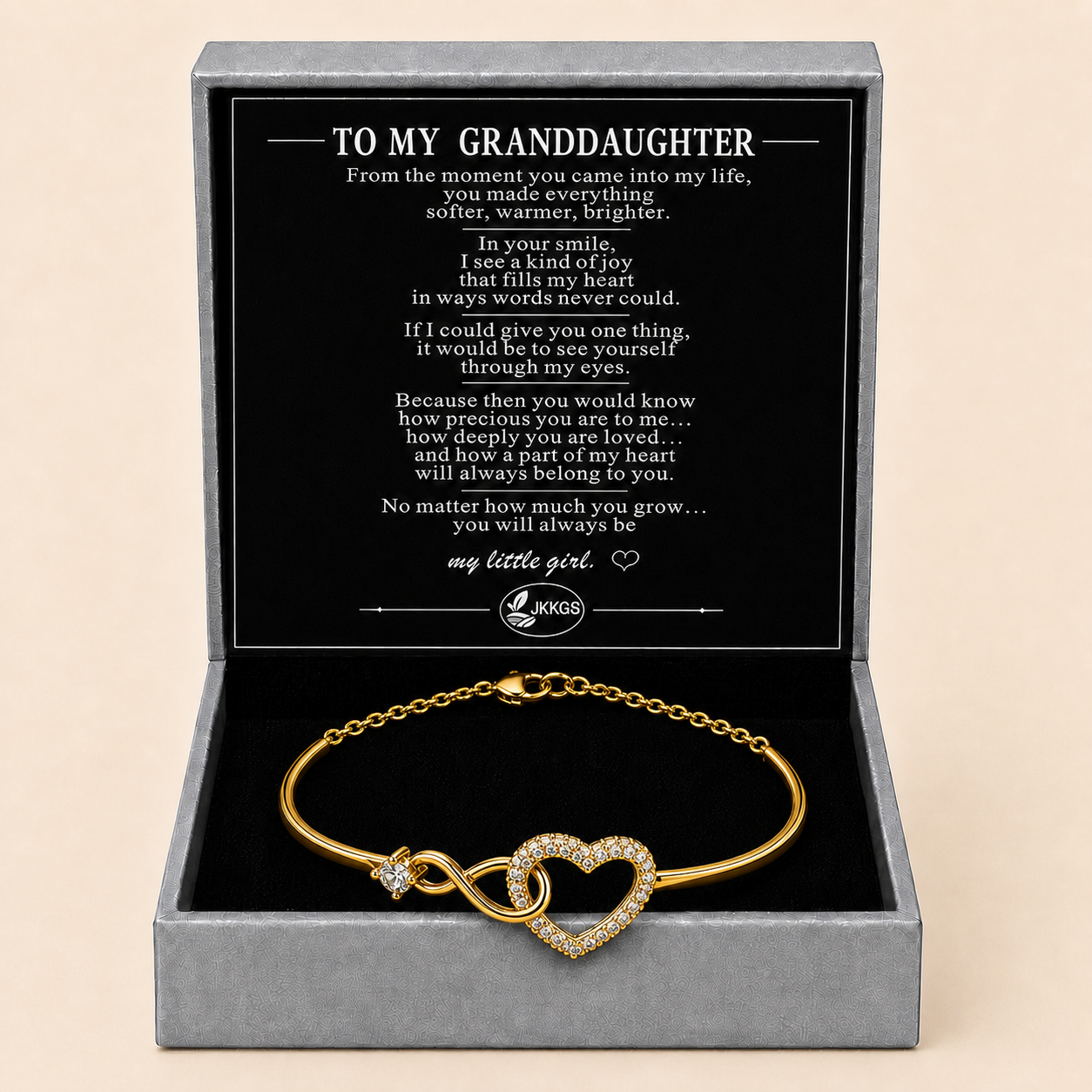 To My Granddaughter Heartfelt Infinity Heart Bracelet