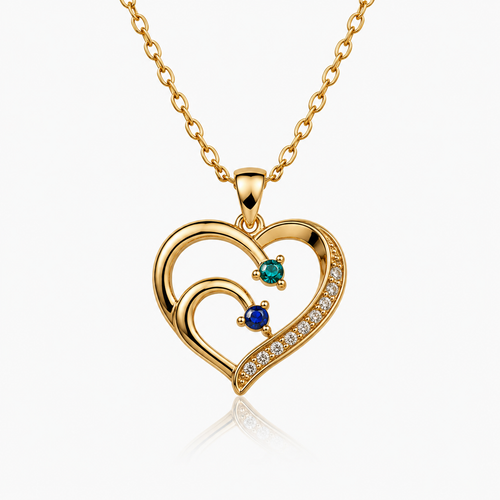 To My Daughter Together Two-Stone Family Heart Necklace