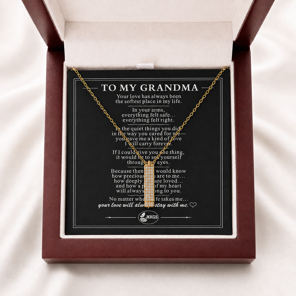 To My Grandma Shine Stone-Set Bar Necklace