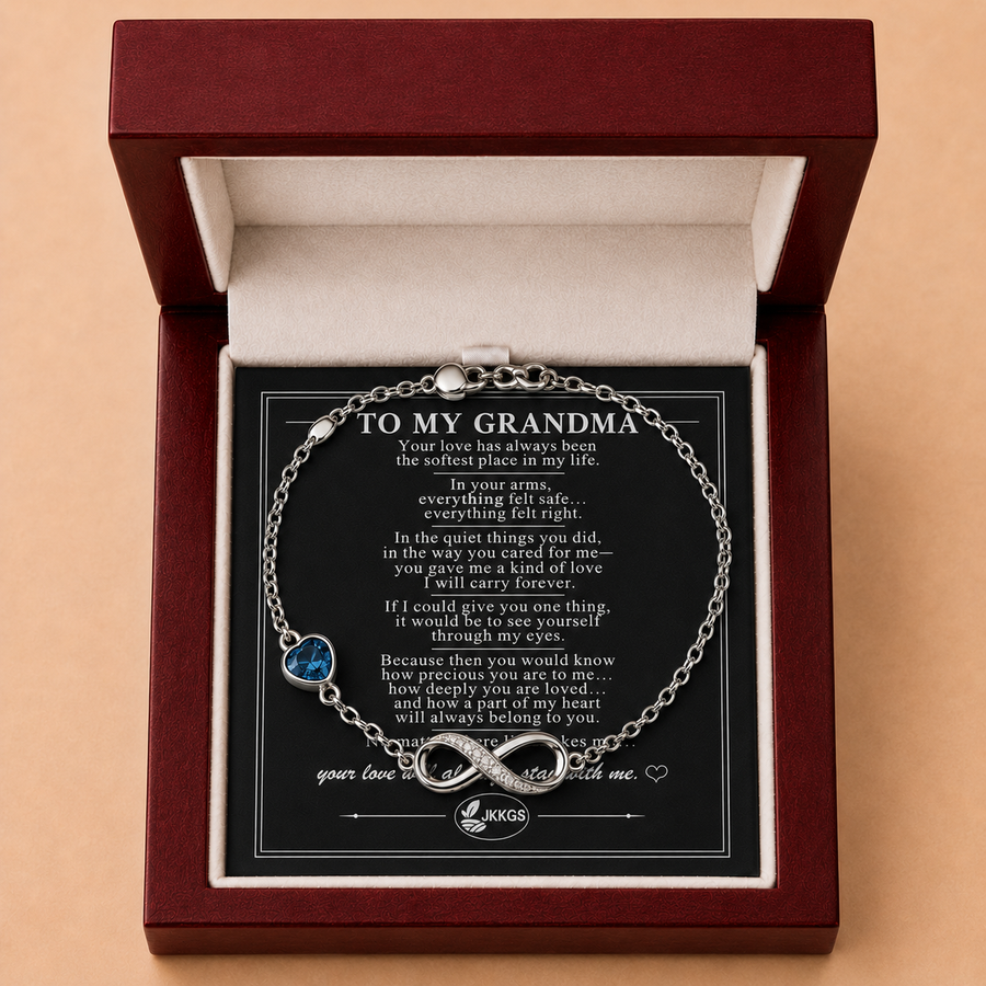 To My Grandma Family Stone Infinity Chain Bracelet