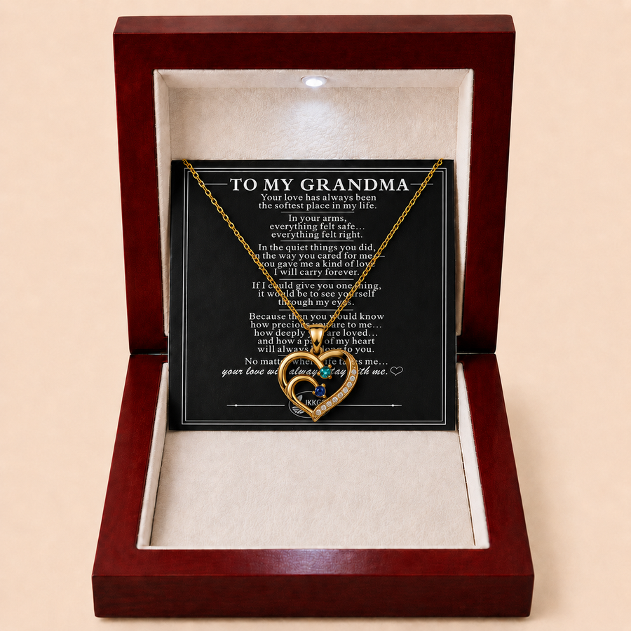 To My Grandma Together Two-Stone Family Heart Necklace