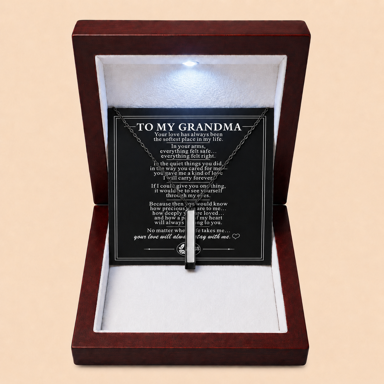 To My Grandma Always Close Vertical Bar Necklace