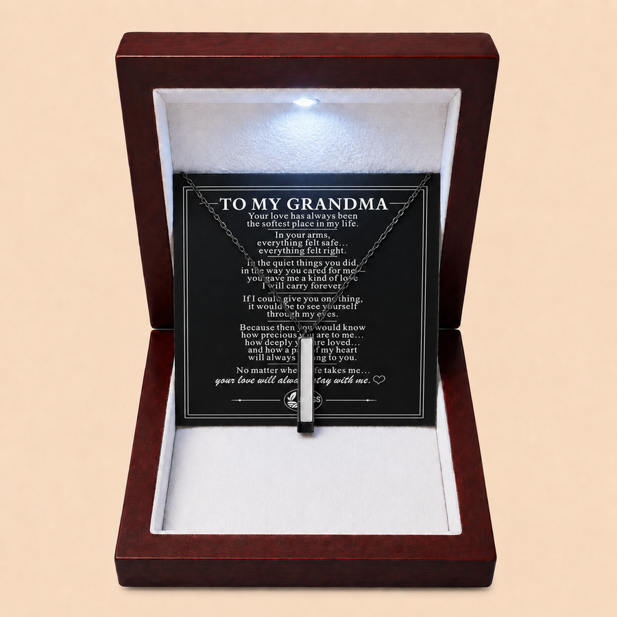 To My Grandma Always Close Vertical Bar Necklace