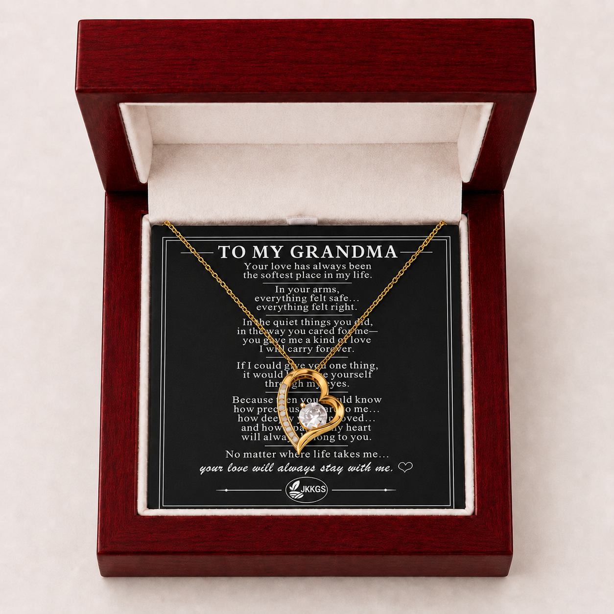To My Grandma Love Solitaire Heart Necklace