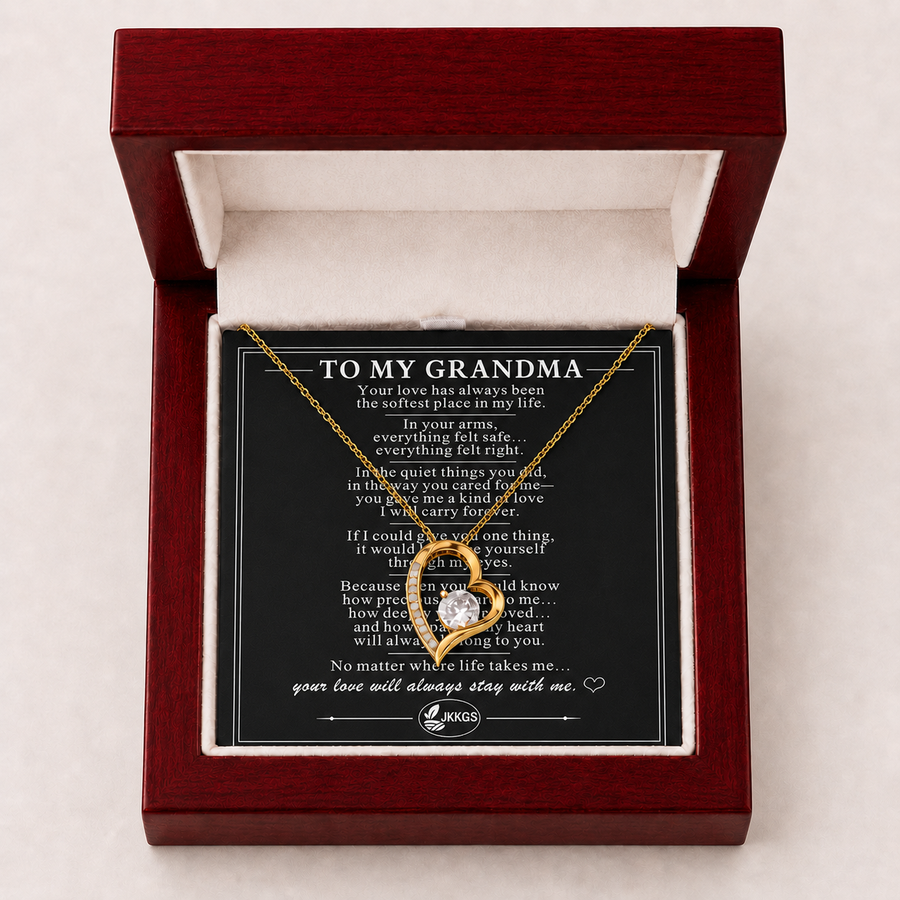 To My Grandma Love Solitaire Heart Necklace