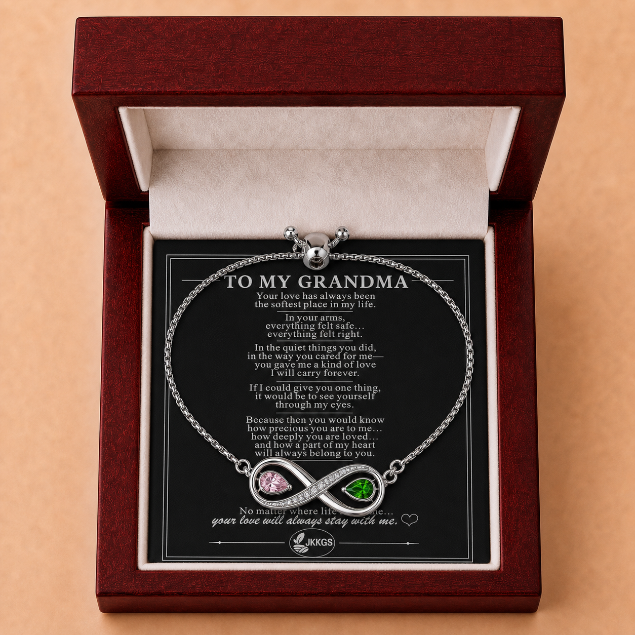To My Grandma Forever Two-Stone Infinity Bracelet