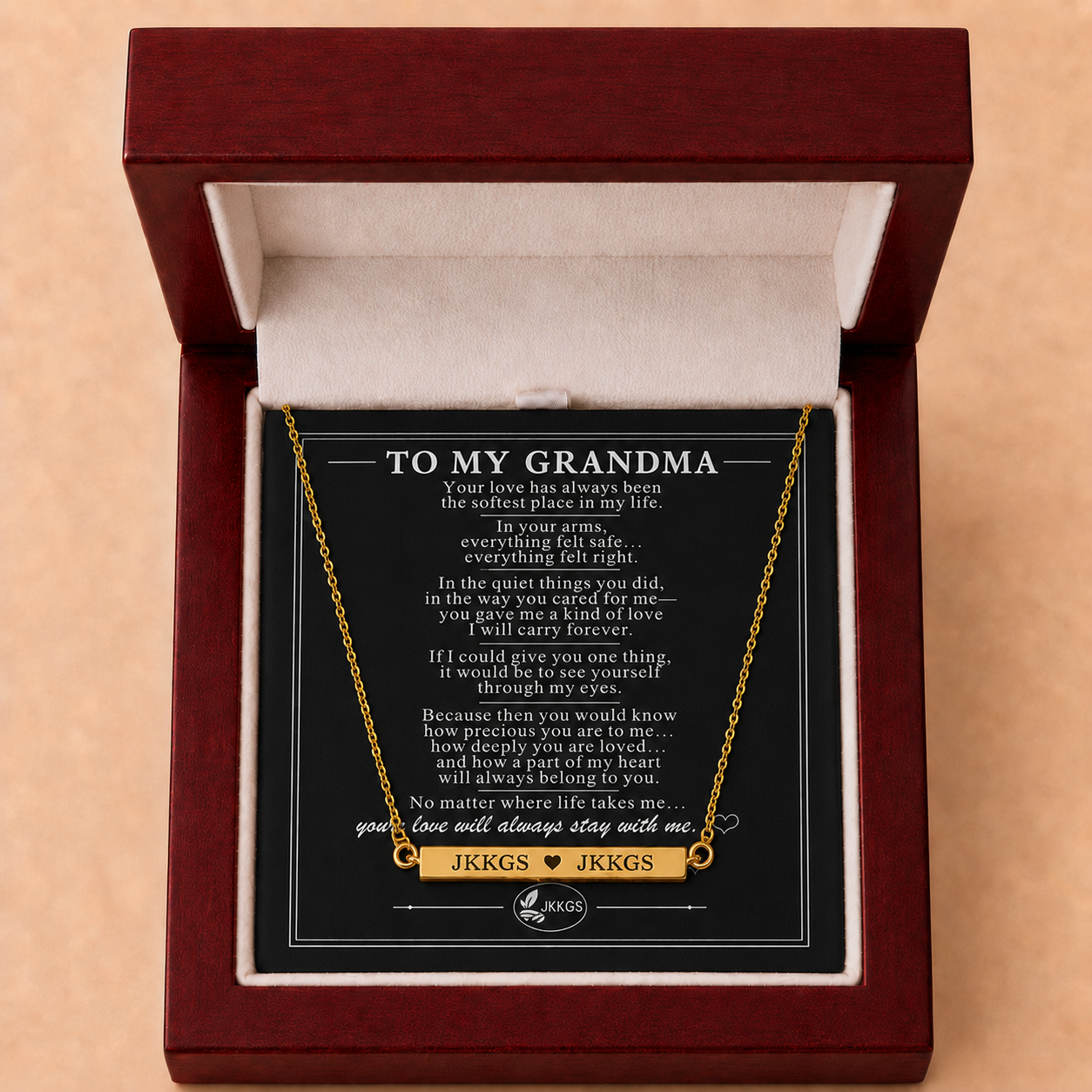 To My Grandma Always Close Horizontal Bar Necklace