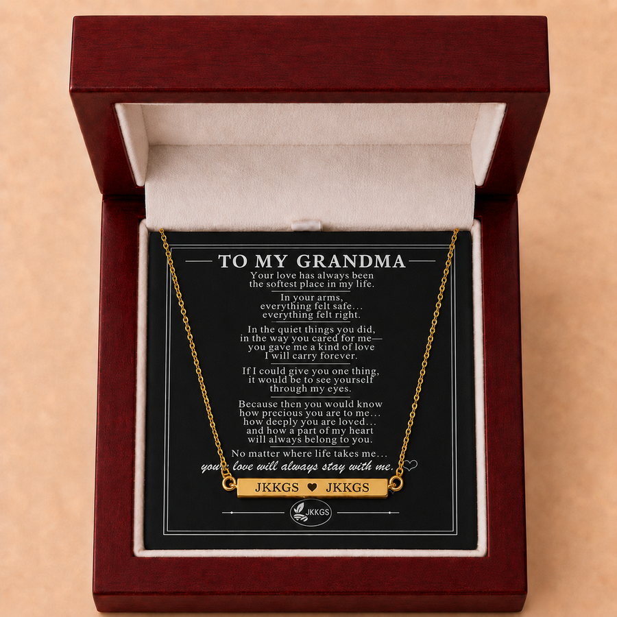 To My Grandma Always Close Horizontal Bar Necklace