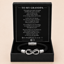 To My Grandpa Engraved Infinity Braided Bracelet