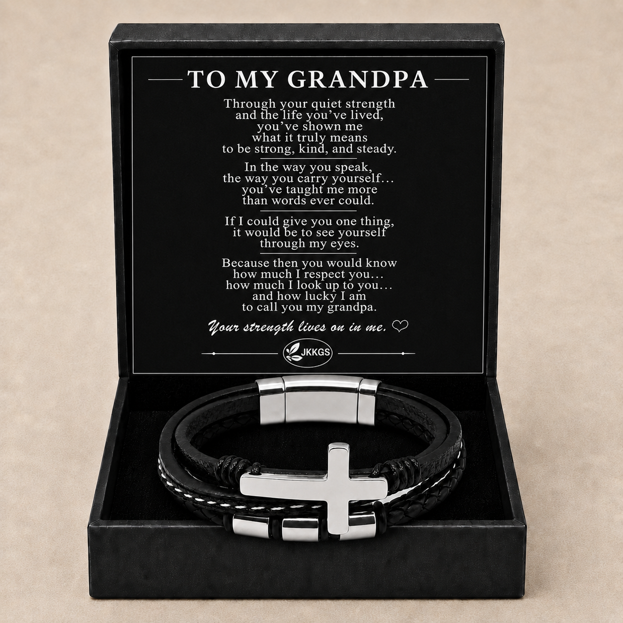To My Grandpa Faith Layered Cross Bracelet