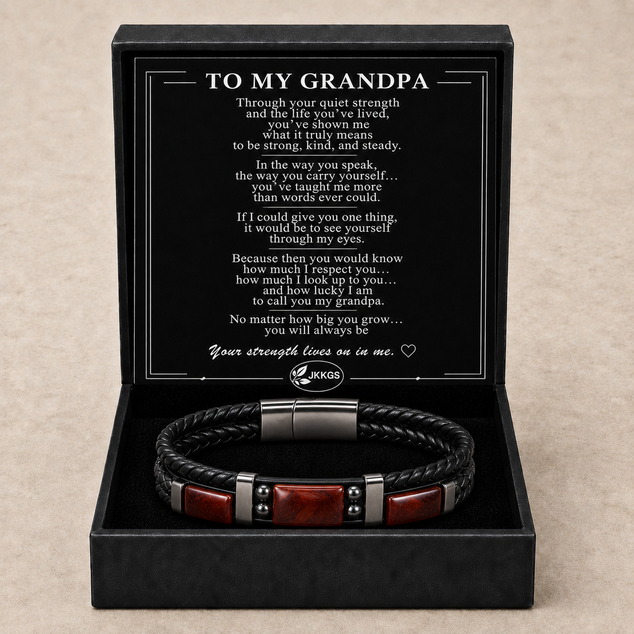 To My Grandpa Family Inlay Braided Bracelet