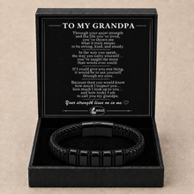 To My Grandpa Strength Black Bead Bracelet