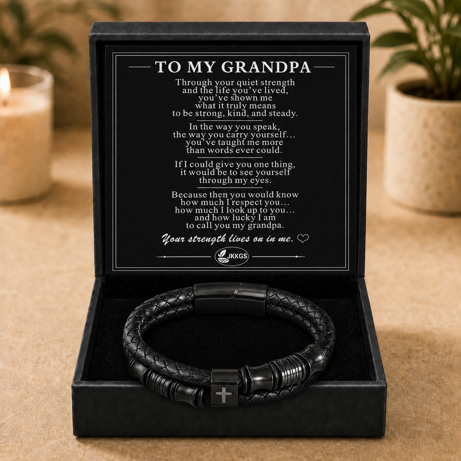 To My Grandpa Faith Cross Clasp Bracelet