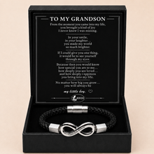 To My Grandson Engraved Infinity Braided Bracelet