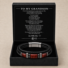 To My Grandson Family Inlay Braided Bracelet