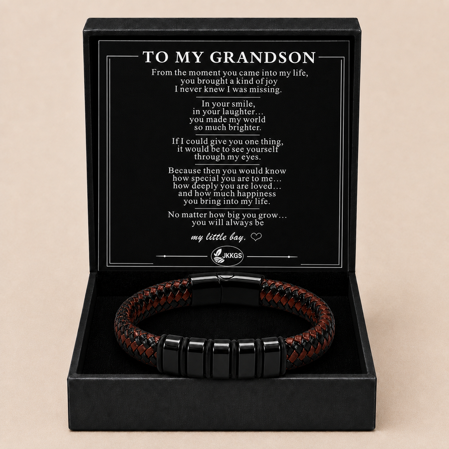 To My Grandson Legacy Two-Tone Woven Bracelet