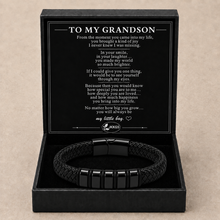 To My Grandson Strength Black Bead Bracelet