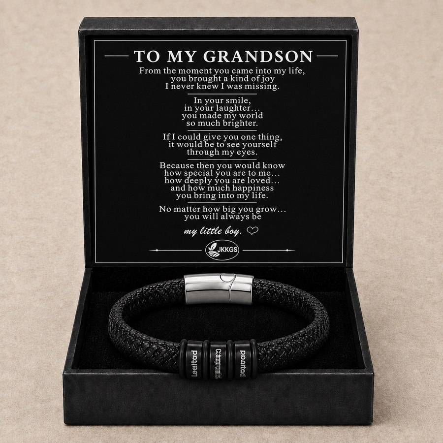 To My Grandson Legacy Message Bar Bead Bracelet