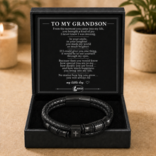 To My Grandson Faith Cross Clasp Bracelet