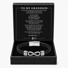 To My Grandson Silver Infinity Braided Bracelet