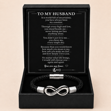 To My Husband Engraved Infinity Braided Bracelet