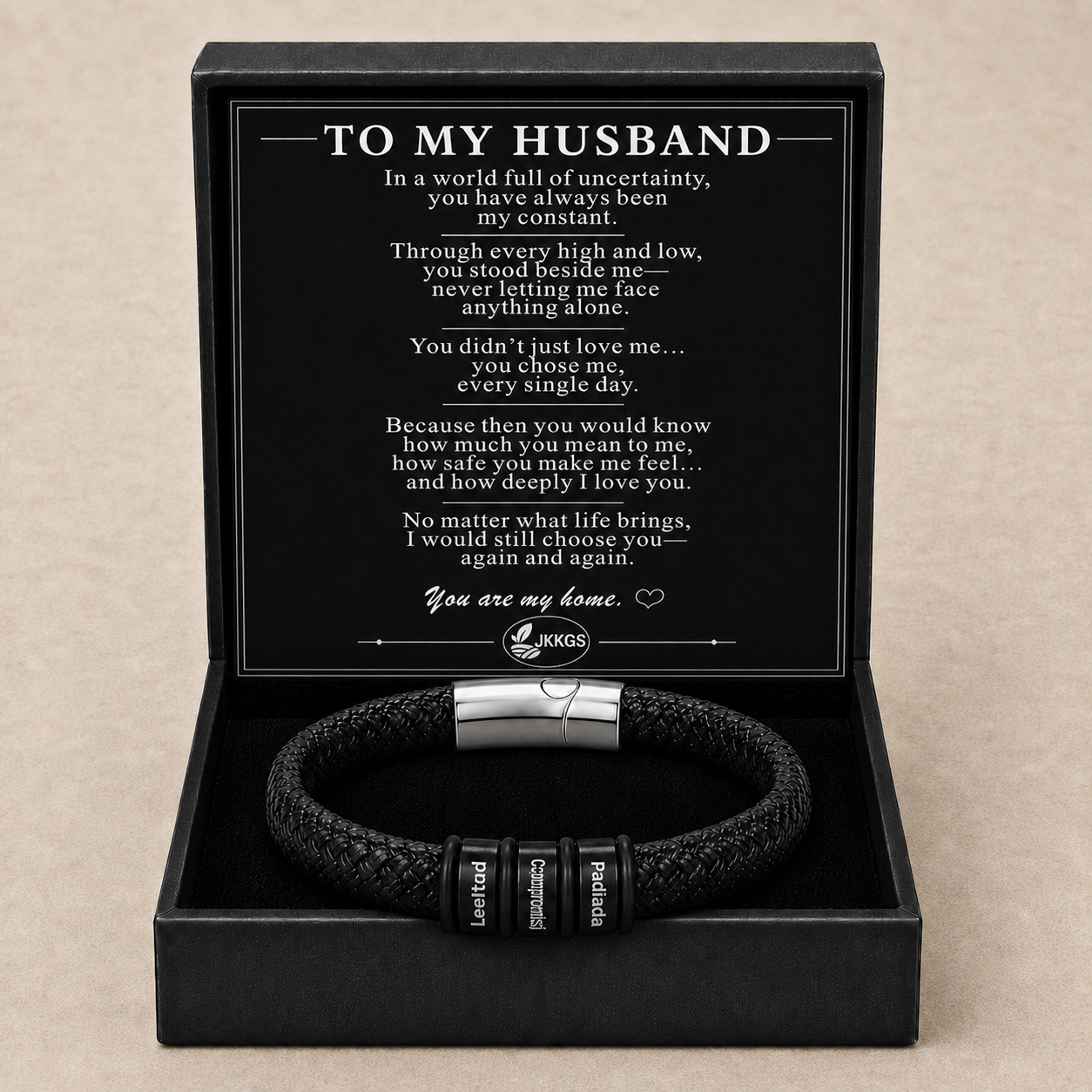 To My Husband Legacy Message Bar Bead Bracelet