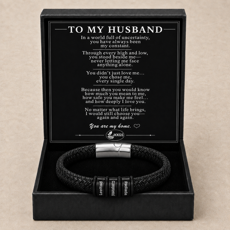 To My Husband Legacy Message Bar Bead Bracelet