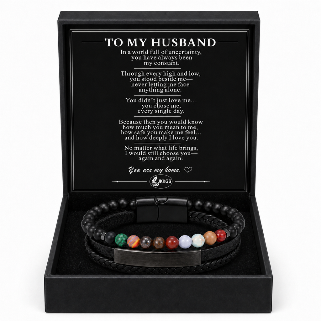 To My Husband Courage Multicolor Stone Bead Bracelet